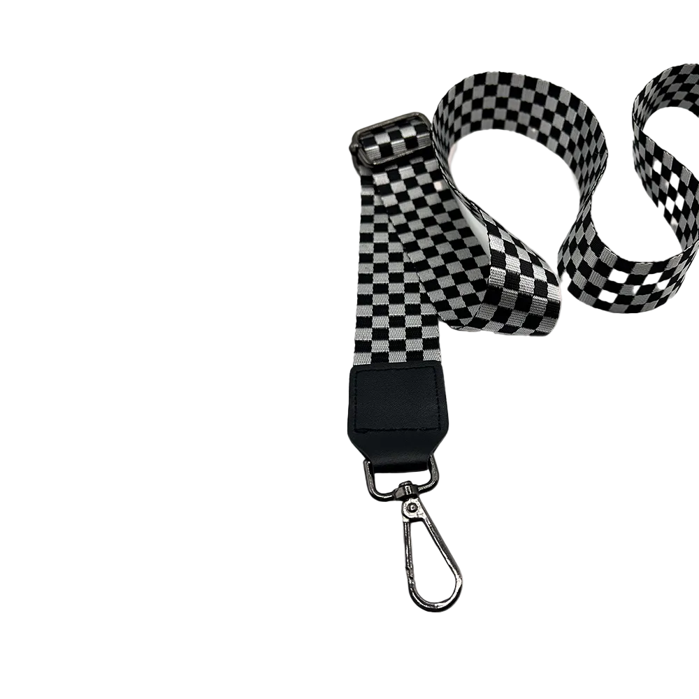 Ciana Black & White Check Webbing Strap