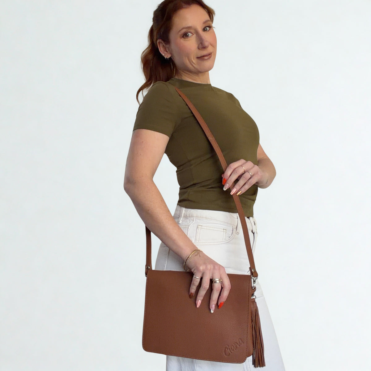 Leather Convertible Classic Bag - Tan