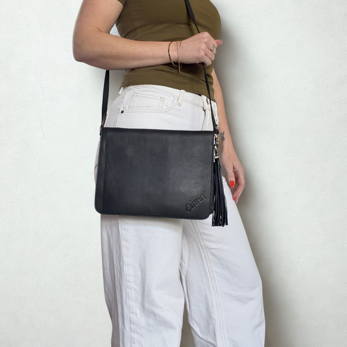 Leather Convertible Classic Bag - Black