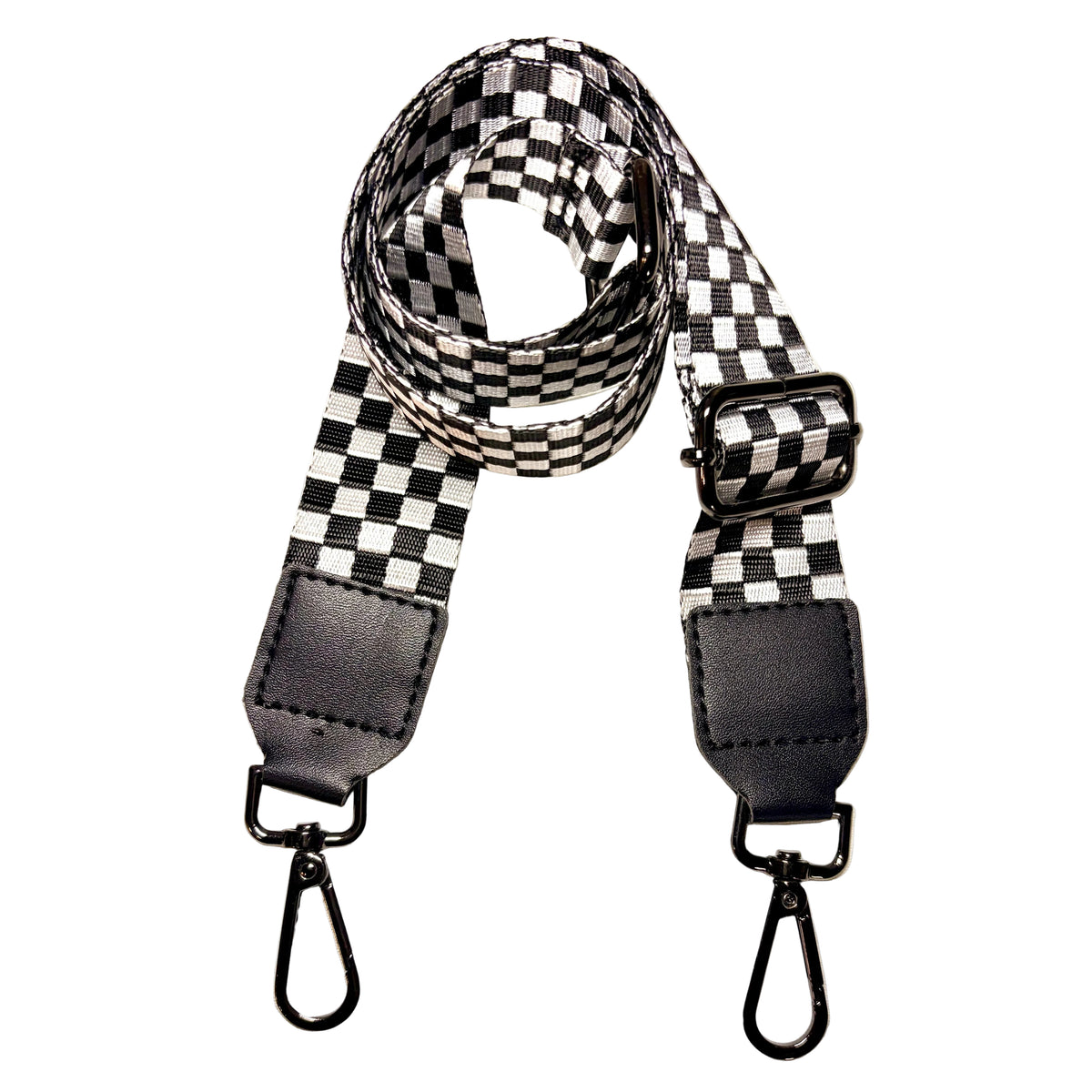 Ciana Black & White Check Webbing Strap